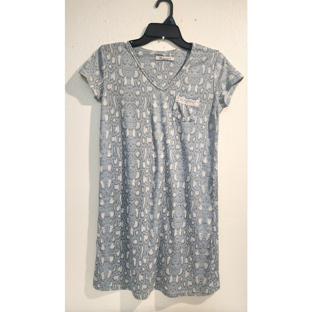 Joan Vass Women’s  House Dress NightGown Size  Small, color blue and white